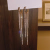 Korean jewelry shiny love long tassel crystal earrings  women's prom show face thinning party accessories