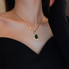 Korean  high-end emerald square perfume bottle pendant jewelry set elegant women's wedding party accessories