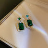 Korean  high-end emerald square perfume bottle pendant jewelry set elegant women's wedding party accessories