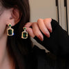 Korean  high-end emerald square perfume bottle pendant jewelry set elegant women's wedding party accessories