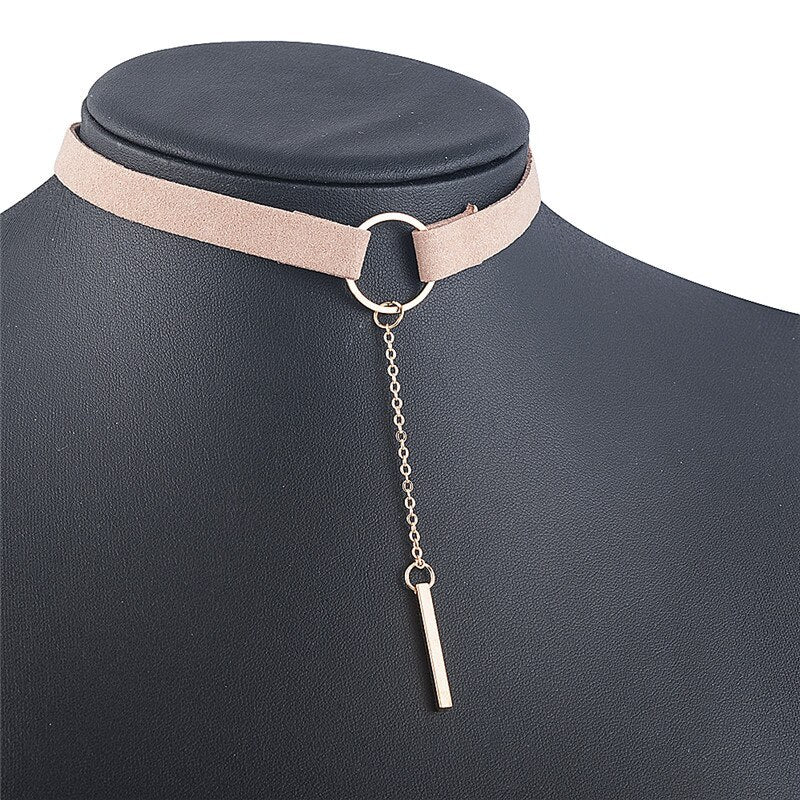 Korean velvet short clavicle chain choker wide band and one-line pendant tassel necklace necklaces for women chain necklace