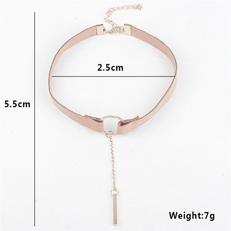 Korean velvet short clavicle chain choker wide band and one-line pendant tassel necklace necklaces for women chain necklace