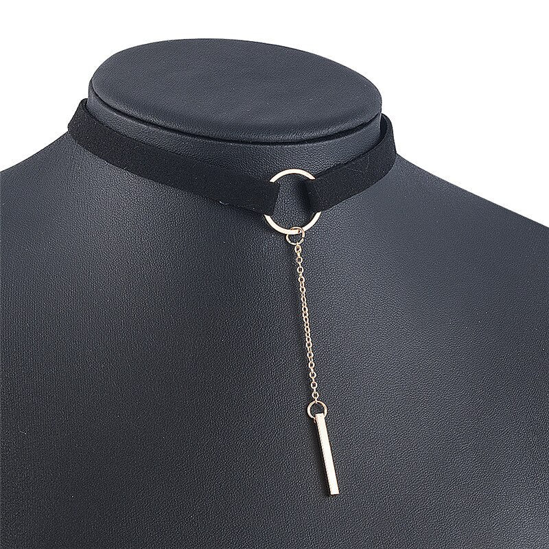 Korean velvet short clavicle chain choker wide band and one-line pendant tassel necklace necklaces for women chain necklace