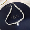 Korean version of large pearl double zircon rhinestone clavicle chain temperament female necklace jewelry