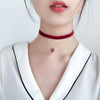 Korean version of the cute little red heart necklace female temperament wild short  chain clavicle