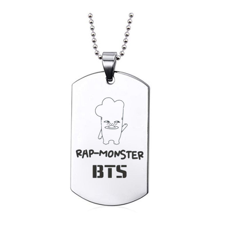 Kpop Bangtan Boys Anime Photo Name Army Pendant Necklace Silver Color Stainless Steel Chains Charms Necklace Jewelry