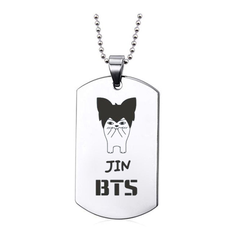 Kpop Bangtan Boys Anime Photo Name Army Pendant Necklace Silver Color Stainless Steel Chains Charms Necklace Jewelry