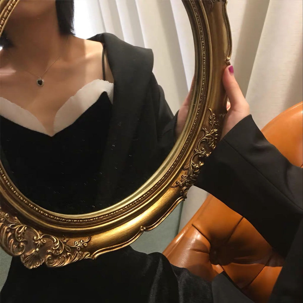 Kpop Black Heart Necklace French Metal Love Clavicle Chain Korean Simple Female Short Pendanklace Female Short Pendant for Women