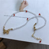 Kpop Chain Cutout Gold Butterfly Tassel Pendant Necklace for Women Aesthetic Jewelry