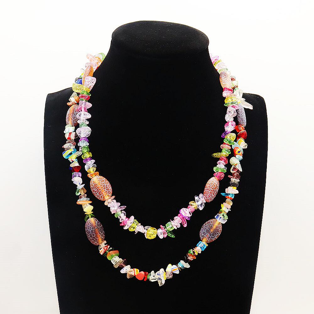Kpop Colorful Natural Stone Quartz Necklace Irregular Chips Beads Amber Choker Party Christmas Gift Accessories for Women Girl