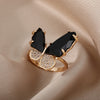 Kpop Crystal Butterfly Rings For Women Stainless Steel Charm Finger Ring Wedding Couple Jewerly Friend Gift anillos mujer