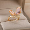 Kpop Crystal Butterfly Rings For Women Stainless Steel Charm Finger Ring Wedding Couple Jewerly Friend Gift anillos mujer