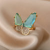 Kpop Crystal Butterfly Rings For Women Stainless Steel Charm Finger Ring Wedding Couple Jewerly Friend Gift anillos mujer