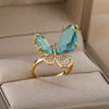 Kpop Crystal Butterfly Rings For Women Stainless Steel Charm Finger Ring Wedding Couple Jewerly Friend Gift anillos mujer
