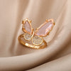 Kpop Crystal Butterfly Rings For Women Stainless Steel Charm Finger Ring Wedding Couple Jewerly Friend Gift anillos mujer