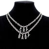 Kpop Gothic Style Women Neck Chain Streetwear CRY BABY Couple Pendant And Necklace Letter Word Collar for Girl Goth Jewelry 2021