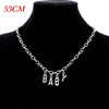 Kpop Gothic Style Women Neck Chain Streetwear CRY BABY Couple Pendant And Necklace Letter Word Collar for Girl Goth Jewelry 2021