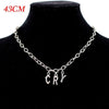 Kpop Gothic Style Women Neck Chain Streetwear CRY BABY Couple Pendant And Necklace Letter Word Collar for Girl Goth Jewelry 2021