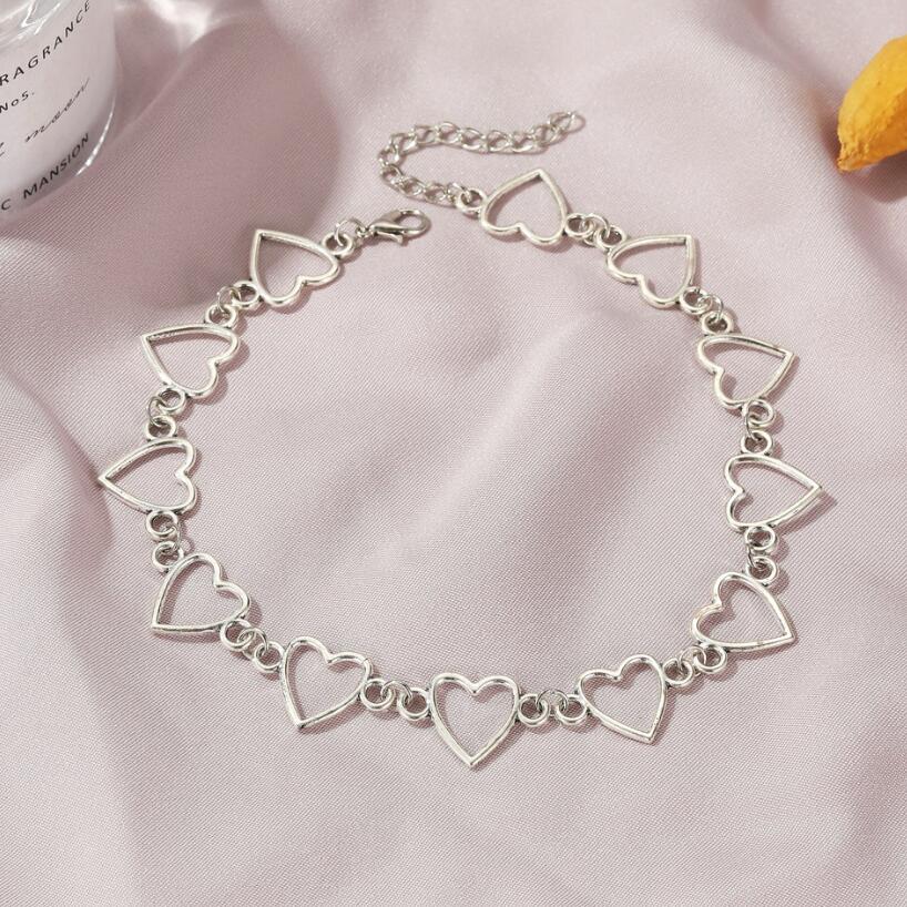 Kpop Harajuku Goth Metal Hollow Heart Neck Chains Choker Necklaces For Women Egirl Party Cosplay Aesthetic Accessories Jewelry