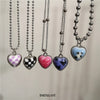 Kpop Harajuku Pink Purple Heart Butterfly Neck Bead Chain Necklace For Women Egirl Aesthetic EMO Goth Y2K Jewelry Accessories