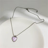 Kpop Harajuku Pink Purple Heart Butterfly Neck Bead Chain Necklace For Women Egirl Aesthetic EMO Goth Y2K Jewelry Accessories