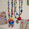Kpop Harajuku Punk Goth Beads EMO Dice Rainbow Smiley Mushroom Pendant Necklace For Women Men Y2k Halloween Jewelry Accessories