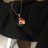 Kpop Harajuku Sun Flower Sunflower Colorful Petals Smiley Can Be Rotated Pendant Necklace igirl e boy girl aesthetic jewelry