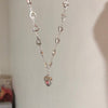 Kpop Hollow Chain Heart Pendant Necklaces for Women Crystal Heart Charm Choker Simple Korean Necklaces Female Jewelry