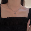 Kpop Hollow Chain Heart Pendant Necklaces for Women Crystal Heart Charm Choker Simple Korean Necklaces Female Jewelry