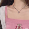 Kpop Hollow Chain Heart Pendant Necklaces for Women Crystal Heart Charm Choker Simple Korean Necklaces Female Jewelry