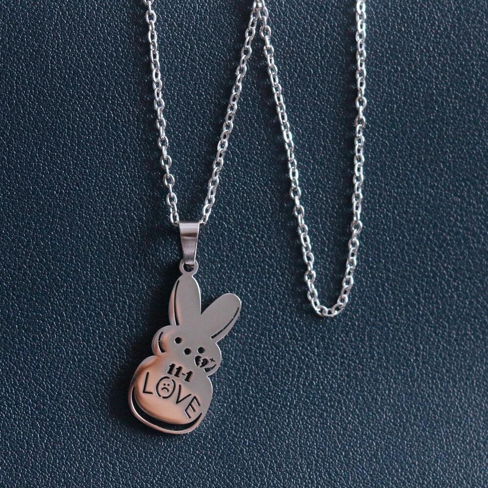 Kpop Lil Peep Love Rabbit Pendant Necklaces Beads Neck Chain Stainless Steel Charming clavicle Jewelry 2021  Collar Fans Gift