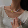 Kpop Baroque Pearls Necklace Cute Geometric Beaded Necklace for Women Aesthetic Jewelry