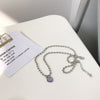 Kpop Fairy Aesthetic Purple Love Heart Pendant Bead Chain Necklace For Women Egirl Friends Retro Goth Halloween Jewelry Gift