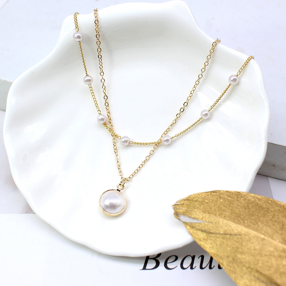 Kpop Pearl Choker Necklace Neck Decoration Jewelry On The Neck 2021 Women's Chain Pendants And Necklaces Chocker Collar For Girl