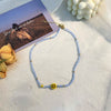 Kpop Smiley Beads Short Collar Choker Necklace For Women Handmade Colorful Statement Boho Aesthetic Jewelry