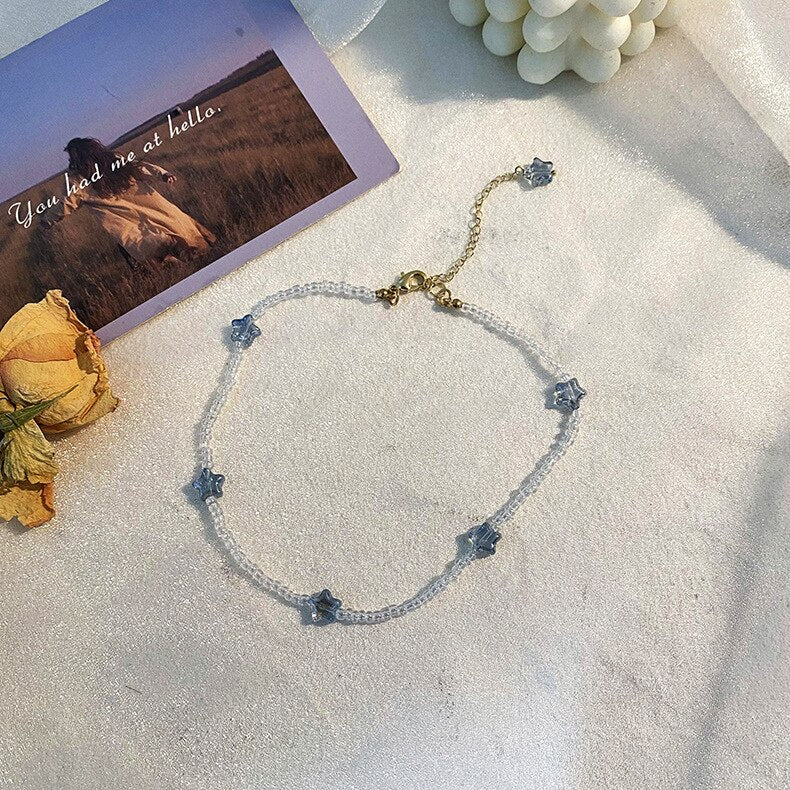 Kpop Smiley Beads Short Collar Choker Necklace For Women Handmade Colorful Statement Boho Aesthetic Jewelry