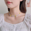 Kpop Smiley Beads Short Collar Choker Necklace For Women Handmade Colorful Statement Boho Aesthetic Jewelry