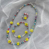 Kpop Smiley Face Choker Necklace for Women 2021 Aesthetic Cute Accessories Rainbow String Beads Jewelry Cartoon Neck Chains Gift