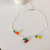 Kpop Summer Sweet Cherry Pineapple Choker Transparent Beads Women Charm Necklace Fruit Party Jewelry Gift