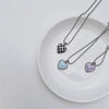Kpop Trend Black Blue Pink Love Heart Pendant Chain Neck Necklace For Women Girl Daily Party Charm Jewelry Y2K Accessories Gift