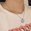 Kpop Trend Black Blue Pink Love Heart Pendant Chain Neck Necklace For Women Girl Daily Party Charm Jewelry Y2K Accessories Gift
