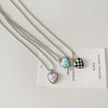 Kpop Trend Black Blue Pink Love Heart Pendant Chain Neck Necklace For Women Girl Daily Party Charm Jewelry Y2K Accessories Gift