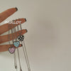 Kpop Trend Black Blue Pink Love Heart Pendant Chain Neck Necklace For Women Girl Daily Party Charm Jewelry Y2K Accessories Gift