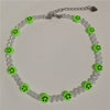 Kpop Vintage Goth Harajuku Smiley Beaded Choker Necklace For Women Egirl Hip Hop Trendy Y2k Cool Guy Jewelry Accessories Gifts
