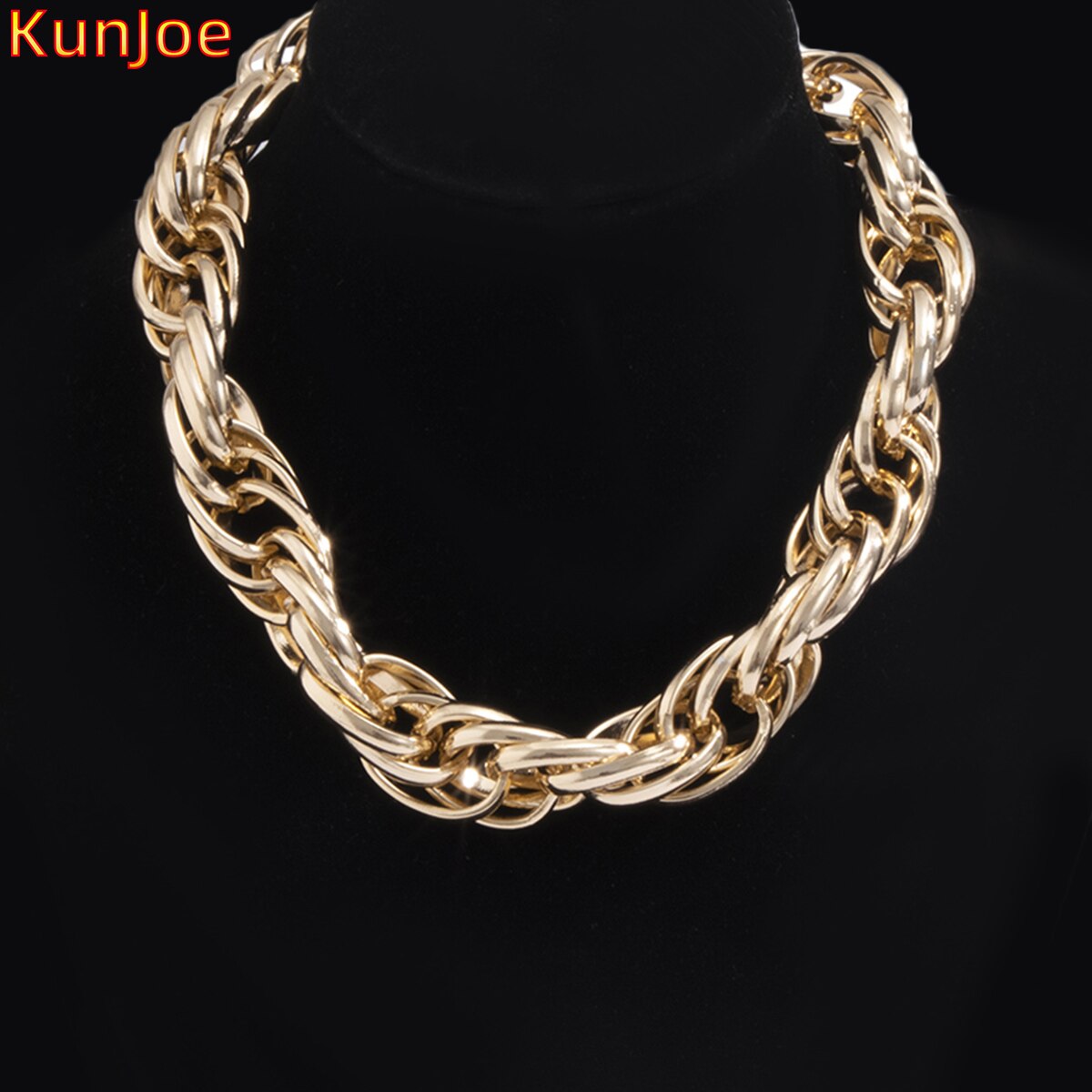 KunJoe 2021 Women Necklace Chunky Thick Choker Exaggerated Hip Hip Necklace Gold Color Chain For Women Party Jewelry