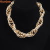 KunJoe 2021 Women Necklace Chunky Thick Choker Exaggerated Hip Hip Necklace Gold Color Chain For Women Party Jewelry