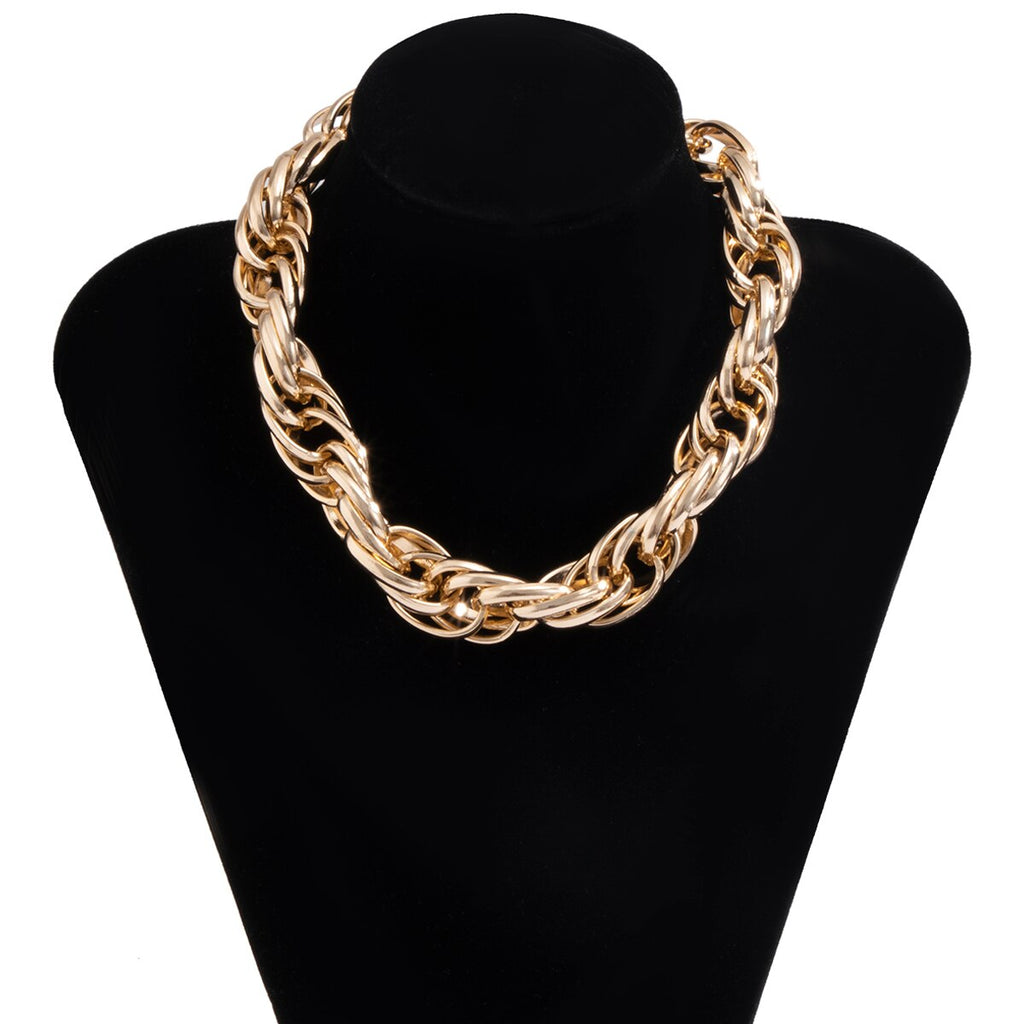 KunJoe 2021 Women Necklace Chunky Thick Choker Exaggerated Hip Hip Necklace Gold Color Chain For Women Party Jewelry
