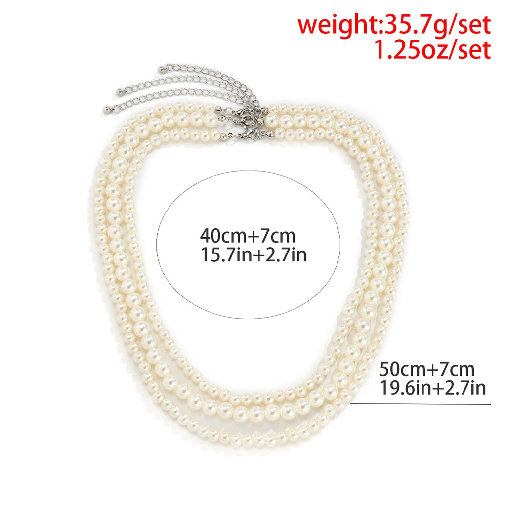 KunJoe 3pcs/set Vintage White Imitation Pearls Choker Necklace for Men Women Bohemian Big Round Pearl Wedding Neckalce Jewelry
