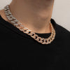 KunJoe Hip Hop Rhinestone Necklace Men Gold Color Thick Cuban Chain Punk Choker Necklace For Women Neck Collar Party Jewelry