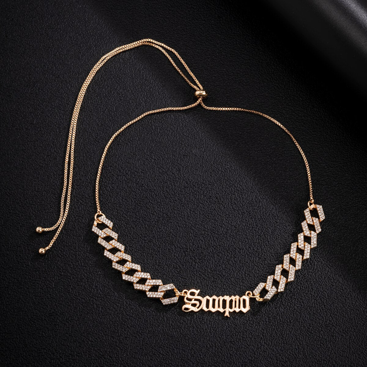 KunJoe Angel Necklace for Women Girls Old English Font Pendants Necklaces Letter Choker Rhinestone Chain Statement Jewelry